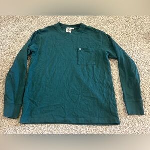 Beardedgoat Heavyweight Longsleeve T-Shirt Green Men's Size Small Cotton Pocket